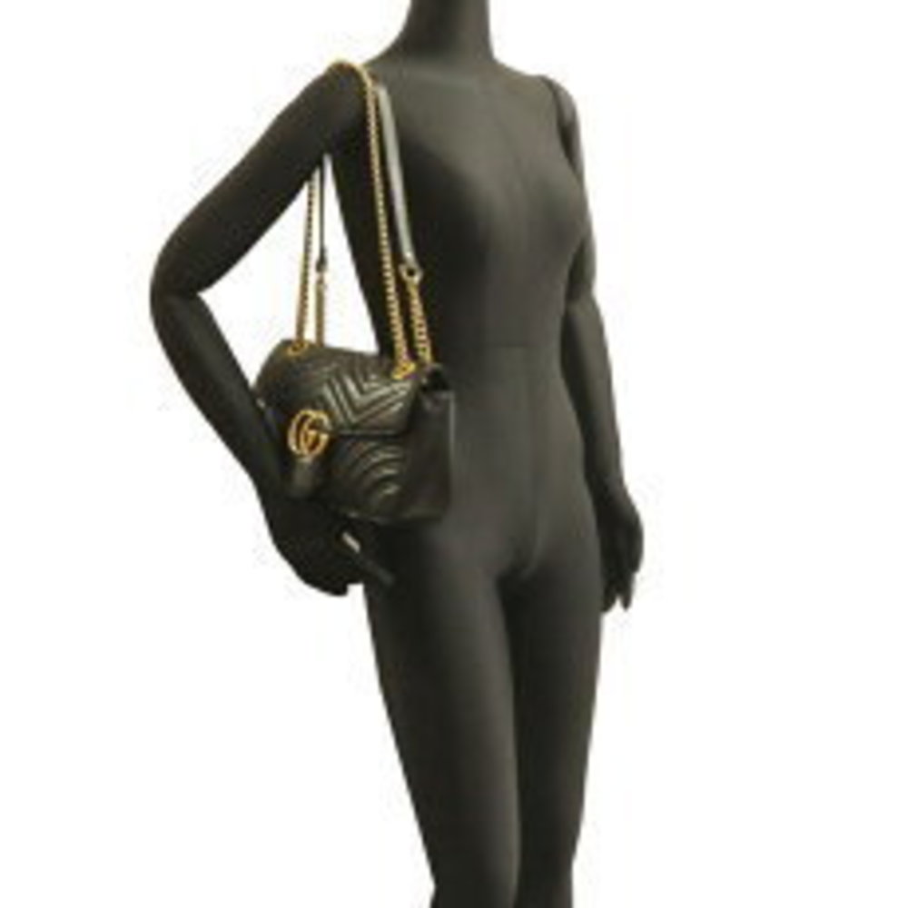 Gucci Black Marmont GG Leather Bag Shoulder - Picture 8 of 9